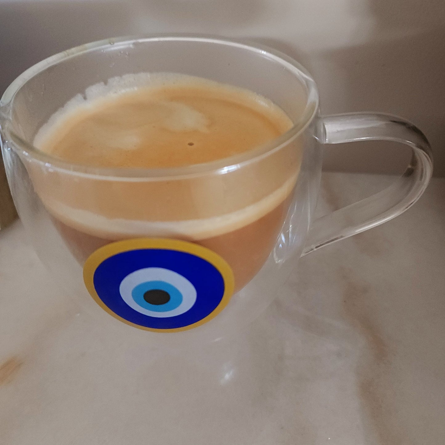 Double Wall Evil Eye Glass Mug